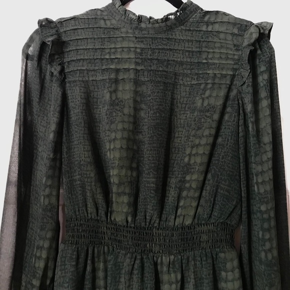 Dark Green and Black Snake Print Retro Style Dress - Picture 2 of 7